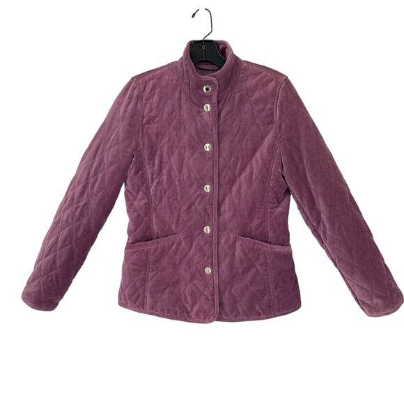 Coach Velvet Quilted Jacket XS Lined Designer Muted Plum - Picture 1 of 9